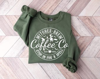 Witches Brew Coffee Co Sweatshirt, Cute Halloween Sweatshirt, Womens Coffee Lover Sweatshirt, Halloween Witches Shirt, Funny Halloween Shirt