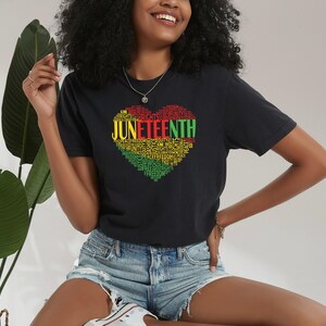 Juneteenth Heart Shirt, Juneteenth Shirt Women, Black Culture, Black History, Black Lives Matter Tee, Melanin T-Shirt, Black Girl immagine 4