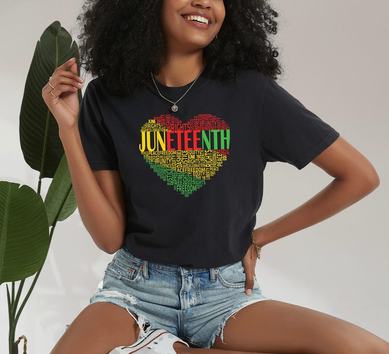 Juneteenth Heart Shirt, Juneteenth Shirt Women, Black Culture, Black History, Black Lives Matter Tee, Melanin T-Shirt, Black Girl immagine 4