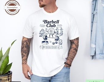 Comfort Colors Barbell Club Shirt, Retro Funny Gym Tee, Weightlifting Workout Tshirt