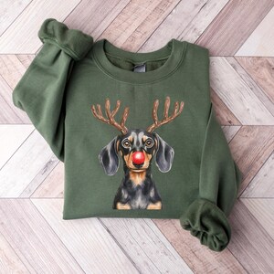 Dachshund Christmas Shirt, Dog Lover Holiday Sweater, Dog Lover Gift, Christmas Dogs Sweatshirt, Holiday Sweater, Cute Christmas Dog Shirt image 2