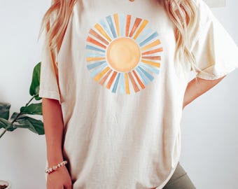 Sunshine Pattern Shirt, Sun Shirt Women Girl, Summer Vacay T-shirt, Girls Summer Trip Shirts, Beach Vacation, Beachy Vibes Tee, Summer Tee