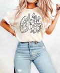Anatomical Lung Shirt, Therapist Shirt, Floral Lungs Shirt, Respiratory Graphic Tees, Nurse Shirt, Lung T-Shirt, Breathe V-neck Shirt
