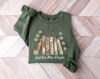 Retro Book Lover Gift, Reading Sweatshirt, Just One More Chapter Sweater, Books Club Matching Pullover, Gift For Librarian, Aesthetic Hoodie