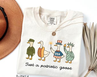 Comfort Colors® Patriotic Goose Shirt, Funny Goose Patriotic T-Shirt, USA Goose Tee Gift, Independence Day Tee, America Shirt, Freedom Shirt