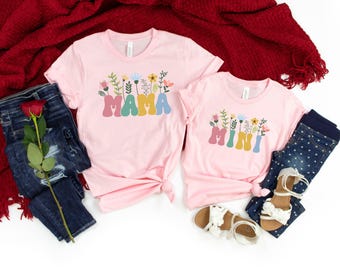 Floral Mama Mini Matching Shirt, First Mothers Day Family Shirt, Flowers Mother Daughter Shirt, Mommy and Me Tshirt, New Mom Shirt, Baby Tee