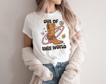 Out Of This World Space Cowgirl Shirt, Cowgirl Western Graphic Tee, Country Girl Shirt, Cowgirl Shirt, Gift For Her