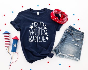 Red White & Blue Shirt, Stars and Stripes, July 4th Shirt, 4th of July Shirt, Unisex T-shirt, Kids July 4th Shirt, Cute July 4th Shirt