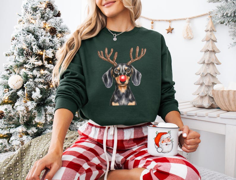 Dachshund Christmas Shirt, Dog Lover Holiday Sweater, Dog Lover Gift, Christmas Dogs Sweatshirt, Holiday Sweater, Cute Christmas Dog Shirt image 3