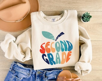 Second Grade Teacher Shirt, Apple Teacher Shirts, Teacher Appreciation Gift, 2nd Grade Cute Retro Teacher Elementary T-shirt