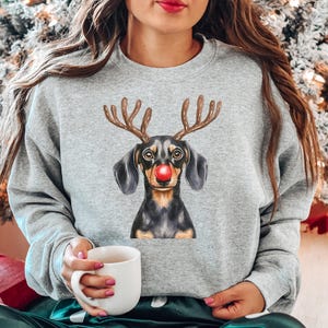 Dachshund Christmas Shirt, Dog Lover Holiday Sweater, Dog Lover Gift, Christmas Dogs Sweatshirt, Holiday Sweater, Cute Christmas Dog Shirt image 1