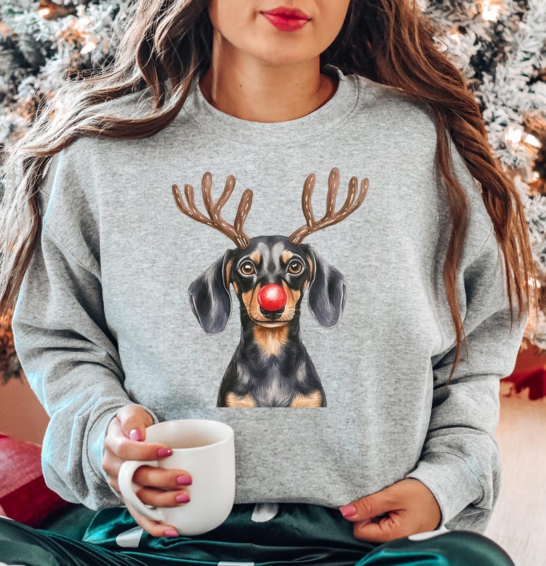 Dachshund Christmas Shirt, Dog Lover Holiday Sweater, Dog Lover Gift, Christmas Dogs Sweatshirt, Holiday Sweater, Cute Christmas Dog Shirt image 1