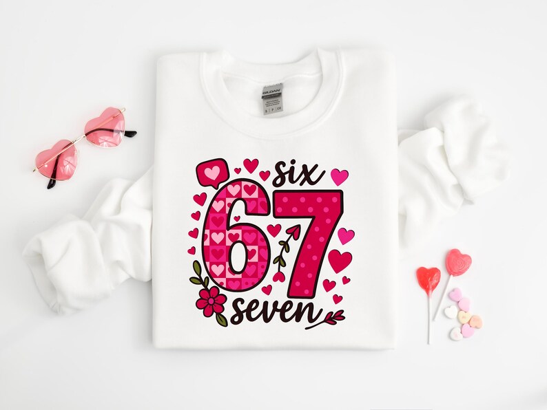 67 Valentines Shirt, Funny Valentine Six Seven Shirt, Cute Valentine Meme Tee, Trendy 67 Love Shirt, Six Seven Shirt, Gift for Couples image 3
