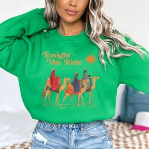 Retro Tonight We Ride Christmas Christian Quote T-Shirt, Three Wise Men Christian Shirt, Christmas Faith Gift, Xmas Gift image 3