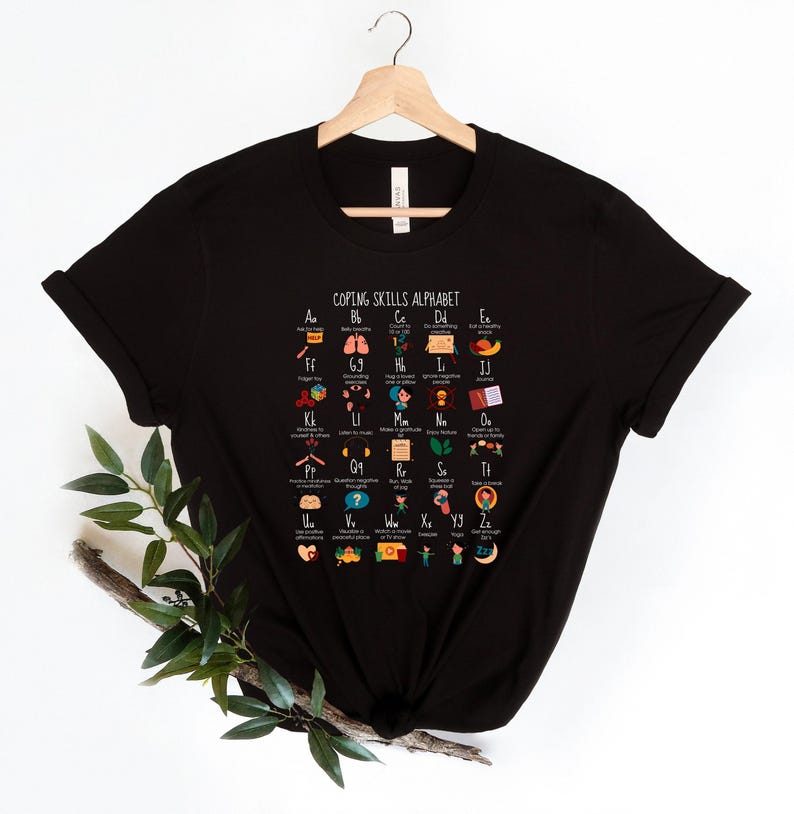 Coping Skills Alpabet Shirt, Sped Teacher Shirt, School Counselor T-Shirt, Social Worker Outfit, Special Education Teacher Tee,Therapist Tee image 1