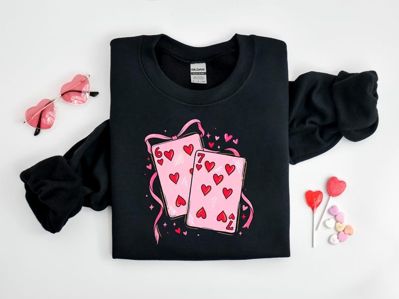 67 Valentines Shirt, Six Seven Heart Tshirt, Valentine 6 7 Meme Crewneck, Funny 6 7 Heart's Tee, Valentine Humor Gift, Cute Heart Shape Top image 3