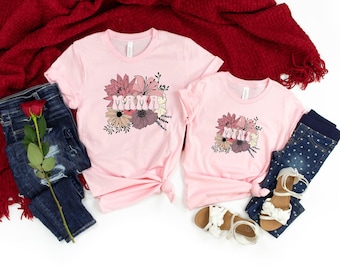 Mama and Mini Floral Shirts, Gift for Mom and Daughter, Matching Mommy and Me Outfits, Mother Daughter Shirts Mothers Day Gift
