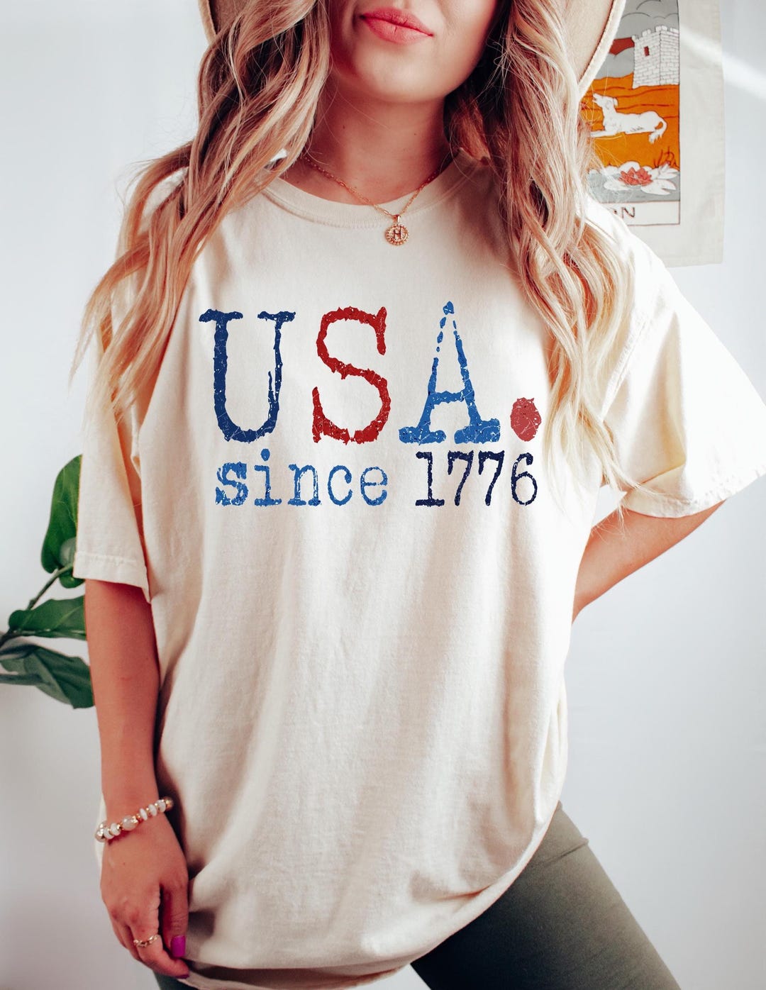 LivyLu - USA 1776 4th of July Crimson Red Tee