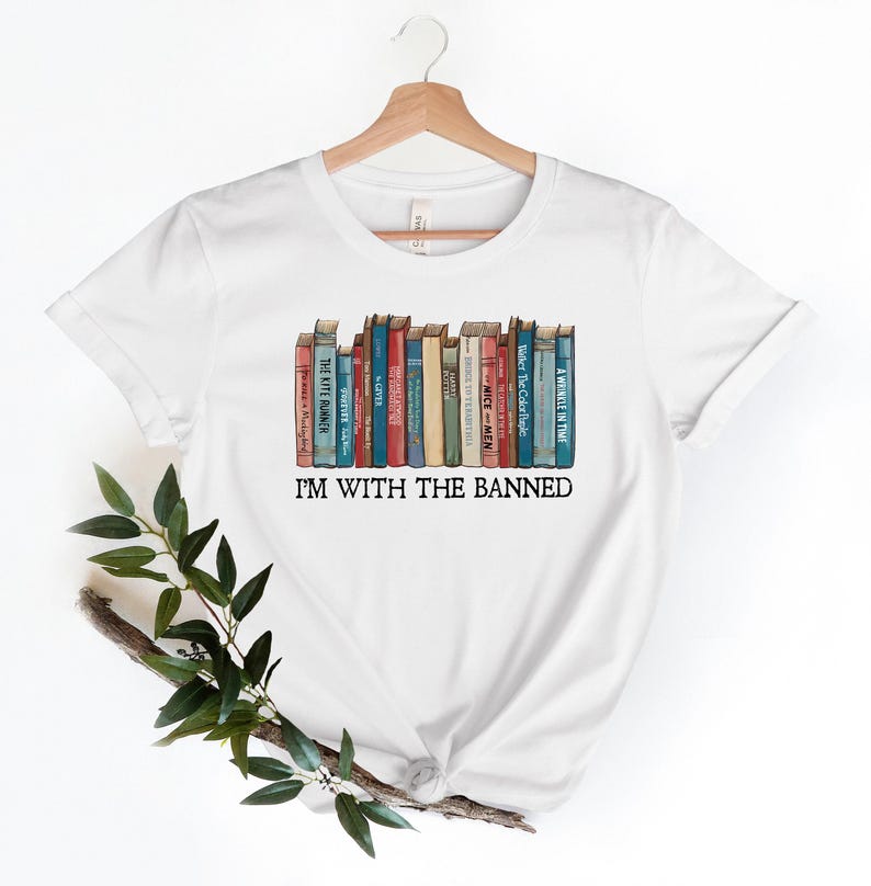 I'm With The Banned, Banned Books Shirt, Banned Books Sweatshirt, Unisex Super Soft Premium Graphic T-Shirt,Reading Shirt. Librarian Shirt image 3