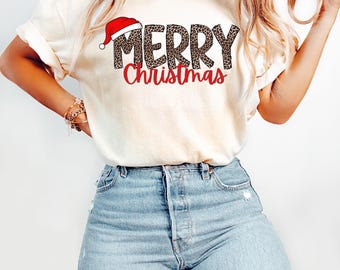Christmas Shirt, Leopard Merry Christmas Shirt, Christmas T-shirt, Christmas Family Shirt, Christmas Gift, Holiday Gift, Leopard Shirt