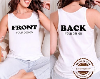Front And Back Custom Tank Top, Custom Shirt, Inspired Text, Custom Text Tee, Front and Back Personalized Shirt