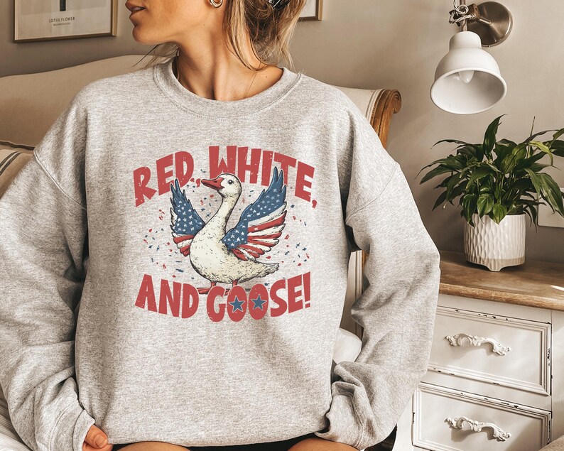 Red White and Goose Shirt, Funny Patriotic T-Shirt, USA Goose Shirt, Independence Day Tee, America Shirt, Freedom Gift, Cute 4th Of July Tee image 4