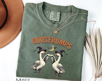 Comfort Colors® Goosebumps Shirt, Funny Goose Halloween T-Shirt, Witch Hat Tee, Fist Bump Geese Sweatshirt, Cute Fall Shirt