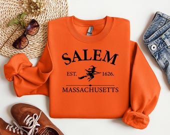 Salem MA Witch Shirt, Vintage EST 1626 Halloween Tee, Salem Massachusetts shirt, Salem Broom Company tshirt, Gift for Halloween Party