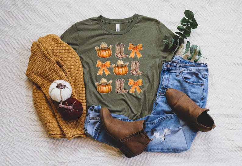 Howdy Pumpkin Shirt, Western Fall Shirt, Fall Coquette Bow Tshirt, Fall Vibes, Fall Sweatshirt, Thanksgiving Gift, Cowgirl Shirt image 3