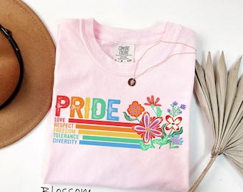 Comfort Colors® Pride Shirt, Rainbow Floral T-Shirt, LGBTQ Equality Tee, Love Is Love Sweatshirt, Diversity Tolerance Shirt