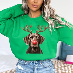 Christmas Chocolate Labrador Shirt, Christmas Lights Dog Tee, Christmas Dog, Lab Mom Tee, Gift for Dog Lover, Chocolate Lab Shirt, Dog Lover afbeelding 5