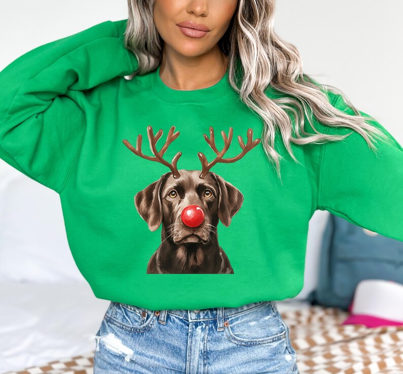 Christmas Chocolate Labrador Shirt, Christmas Lights Dog Tee, Christmas Dog, Lab Mom Tee, Gift for Dog Lover, Chocolate Lab Shirt, Dog Lover afbeelding 5