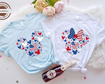 Camisetas Disney a juego para el 4 de julio, camiseta patriótica de Mickey y Minnie, sudadera del 250 aniversario de EE. UU.