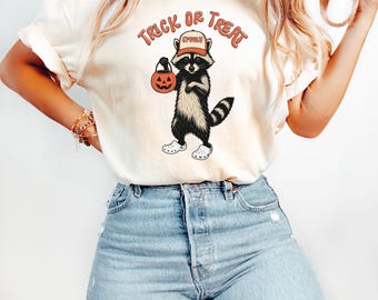 Trick Or Treat Raccoon Shirt, Raccoon Halloween T-Shirt, Trash Raccoon Trick Or Treat Tee, Gag Meme Halloween Shirt, Raccoon Meme T-Shirt