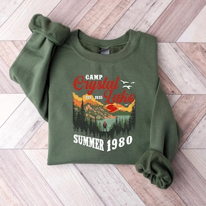 Camp Crystal Lake Shirt, Friday The 13th Jason Voorhees Horror Movie Shirt, Scary Movie Halloween T-Shirt, Vintage 80s Camp Crystal Est 1935 image 3