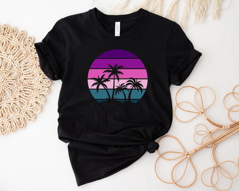 Retro Sunset Shirt, Sunset Chaser Shirt, Women's Beach Shirt, Summer Shirt for Women, Island Vacation Shirt, Beach Lover Gift image 1