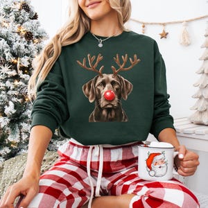 Christmas Chocolate Labrador Shirt, Christmas Lights Dog Tee, Christmas Dog, Lab Mom Tee, Gift for Dog Lover, Chocolate Lab Shirt, Dog Lover afbeelding 4