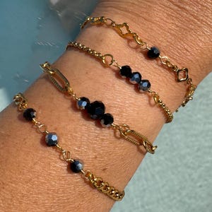 Black & Silver Crystal Gemstone connector permanent jewelry connector charms Gold Filled connectors Sterling Silver charms bracelet necklace