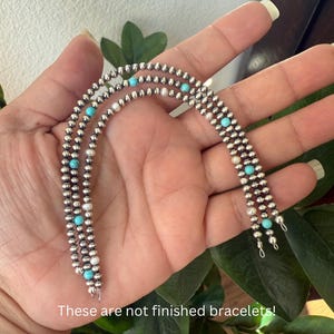 3mm Navajo Pearl Strand , Permanent Jewelry Connectors, Western Style, Strand for Bracelet, Charms