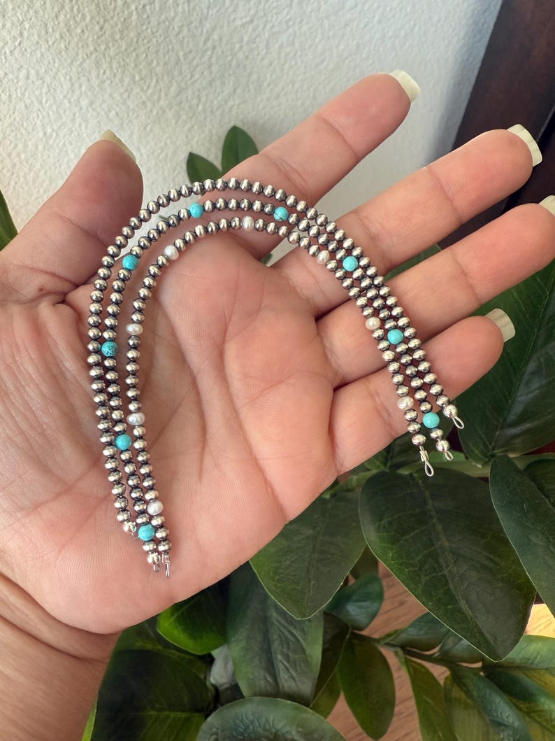 3mm Navajo Pearl Strand , Permanent Jewelry Connectors, Western Style