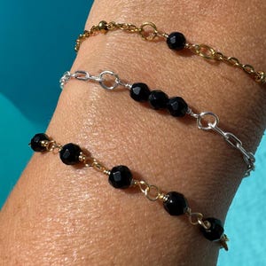 Black Onyx connectors permanent jewelry connector bracelet charm gold filled connector sterling silver connector