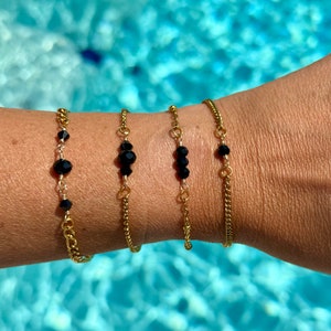 Black Gemstone connector permanent jewelry connector Gold Filled connectors Sterling Silver connectors