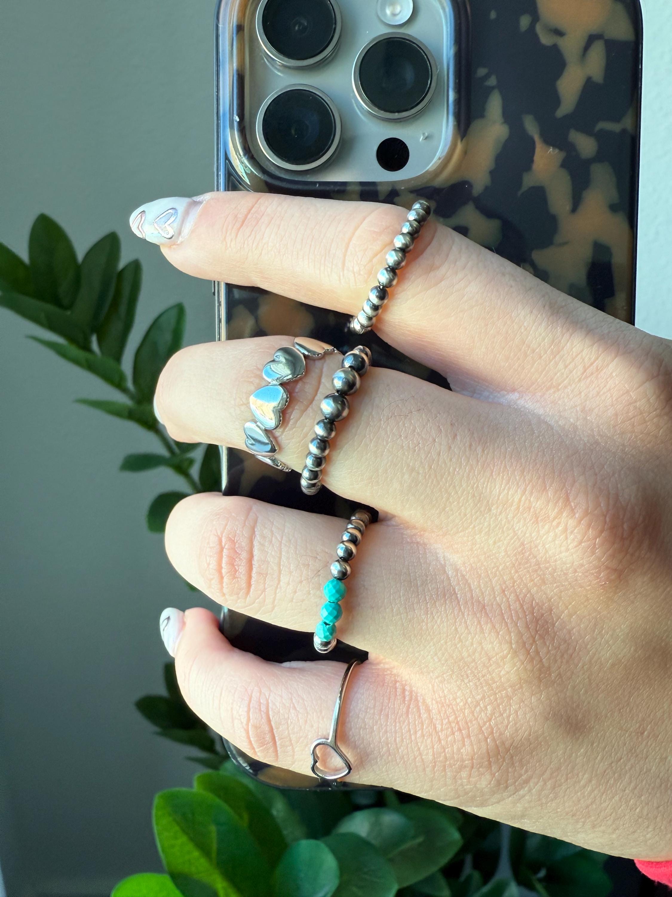 Navajo pearl ring, Sterling Silver bead ring, Western Sterling Silver Beaded Ring, gift, western style
