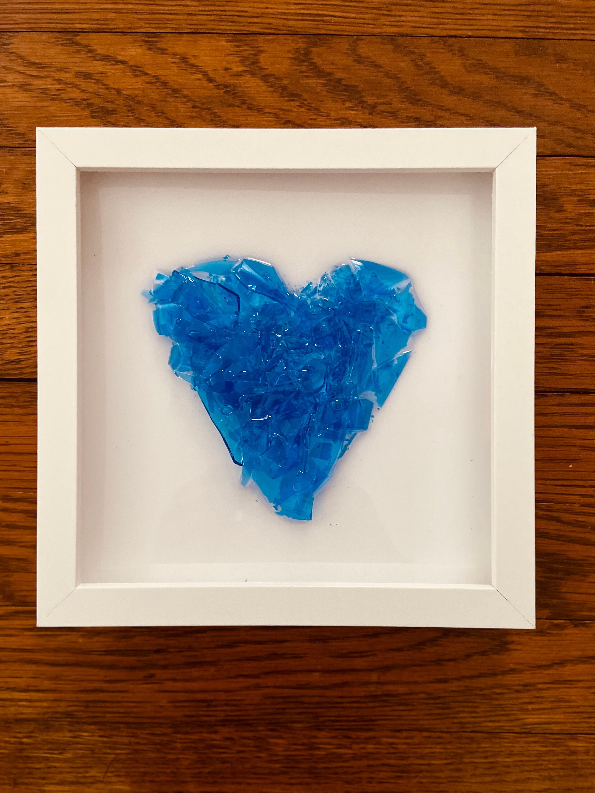 Handmade Crushed Chuppah Glass Art Heart, image size:2250x3000