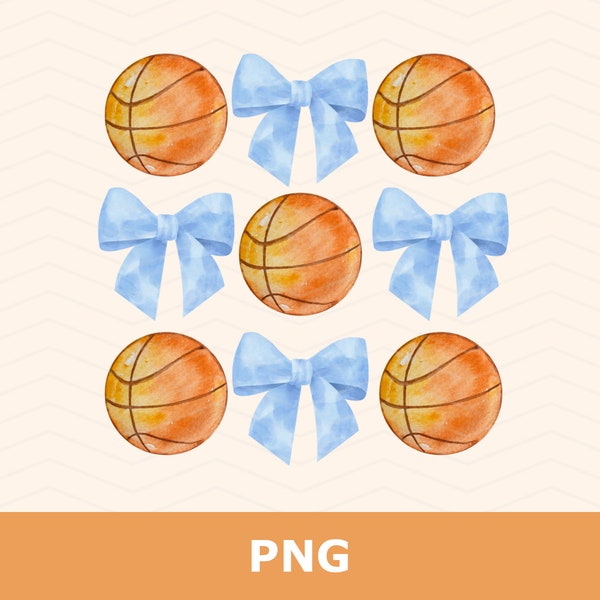 Basketball Bow Png, Coquette png, ballet png, Basketball Mom, Basketball Sister, Basketball Girl, Girlie Png, Watercolor Basketball, Sports