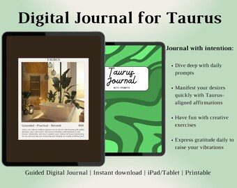 Taurus Journal | Guided Zodiac Journal | Printable Zodiac Journal PDF