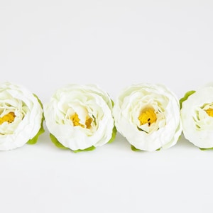 5 Small Mini Peonies in White - White Peony, Artificial Flowers - ITEM 1121