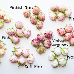 5 Dry Look Artificial Peony Buds - CHOOSE COLOR - artificial flower, small peony buds - craft supplies, Blue Peonies, Orange Peonies, Red