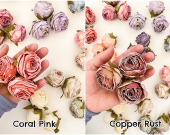 3 rose artificiali dall'aspetto asciutto in botto o rosa - SCEGLI IL COLORE - fiore artificiale, rose piccole, rose in germoglio, rose rosa - materiale artigianale