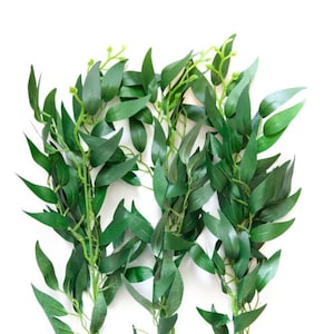 5 Artificial Willow Leaf Stems in Green - 15&quot; Tall - Budget Quality - Artificial Leaves, Artificial Eucalyptus - ITEM 1561